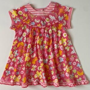 Baby Lulu Dress Size 18 Months Pink Floral Butterflies Swing Style Cotton EUC